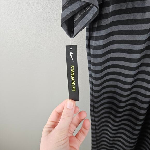 Nike Dri-Fit Striped Golf Polo Black Grey Activewear Mens Size S - Picture 3 of 9